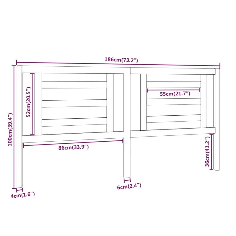 Tête de lit accessoire couchage chambre à coucher meuble 186 x 4 x 100 cm bois de pin blanc TDL0203764