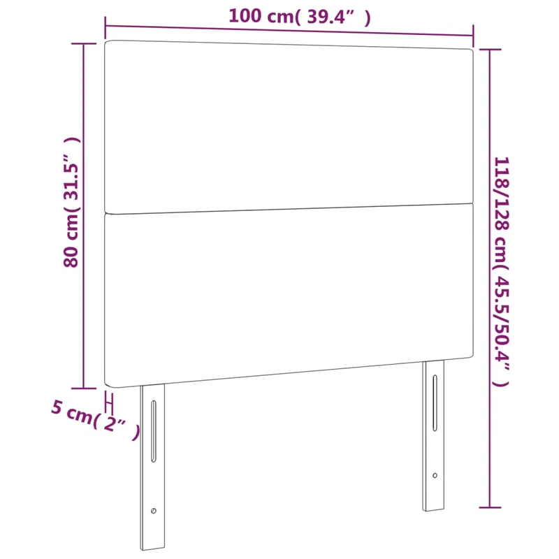 Tête de lit accessoire couchage chambre à coucher meuble 2 parties 100 x 5 x 78/88 cm tissu gris foncé TDL0206389
