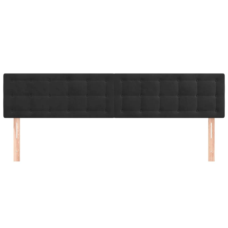 Tête de lit accessoire couchage chambre à coucher meuble capitonné 2 parties 100 x 5 x 78/88 cm tissu velours noir TDL0206269