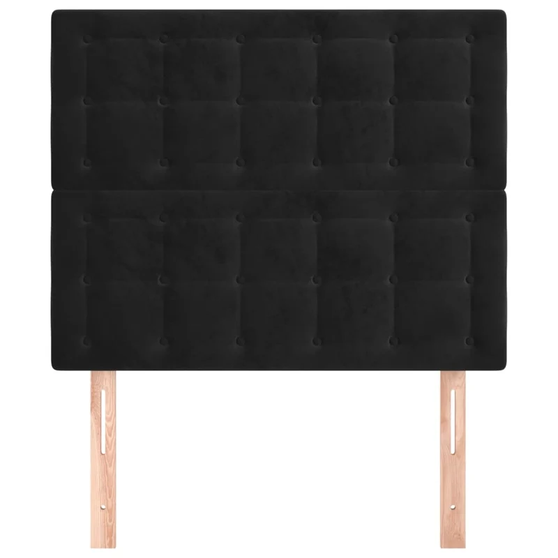 Tête de lit accessoire couchage chambre à coucher meuble capitonné 2 parties 100 x 5 x 78/88 cm tissu velours noir TDL0206268
