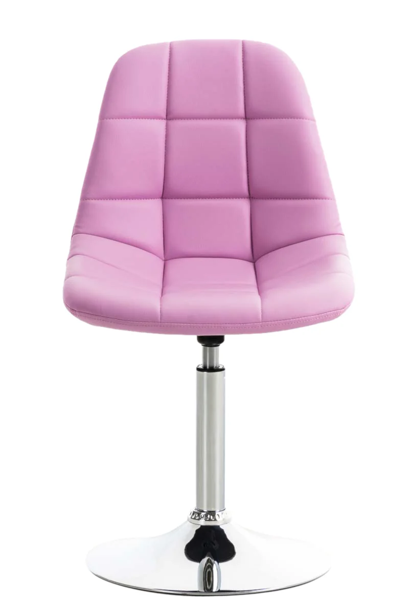 Lot de 2 chaises de salle à manger lounge pivotante en PVC rose et pieds trompette métal chromé 10_0001698