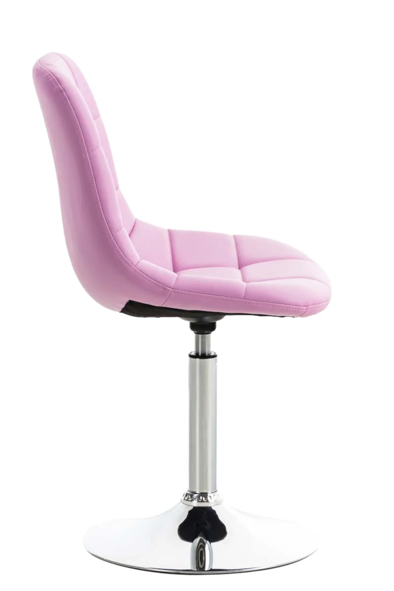 Lot de 2 chaises de salle à manger lounge pivotante en PVC rose et pieds trompette métal chromé 10_0001698