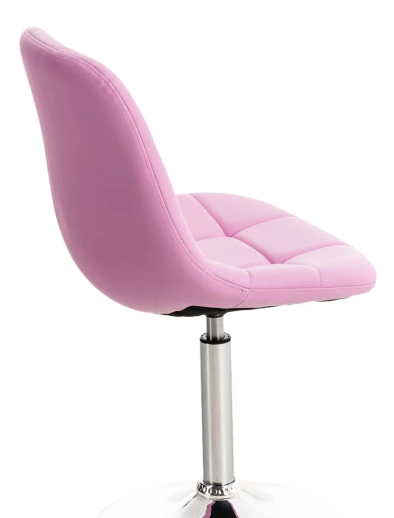 Lot de 2 chaises de salle à manger lounge pivotante en PVC rose et pieds trompette métal chromé 10_0001698