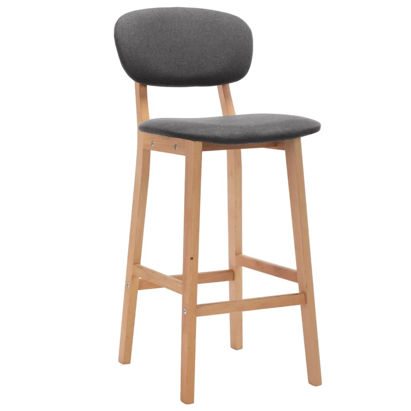 Lot de 2 tabourets de bar chaises hautes avec repose-pied intégré en tissu gris foncé et bois DEC029706