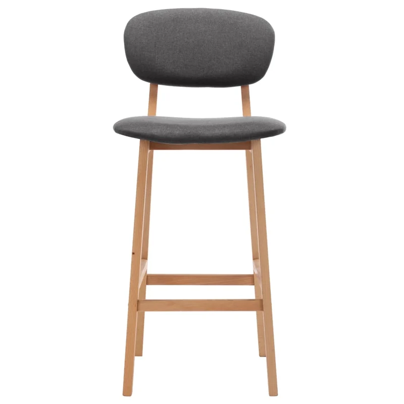 Lot de 2 tabourets de bar chaises hautes avec repose-pied intégré en tissu gris foncé et bois DEC029706
