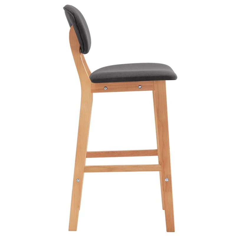 Lot de 2 tabourets de bar chaises hautes avec repose-pied intégré en tissu gris foncé et bois DEC029706