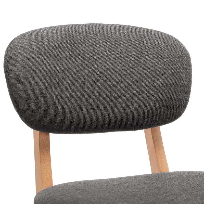 Lot de 2 tabourets de bar chaises hautes avec repose-pied intégré en tissu gris foncé et bois DEC029706