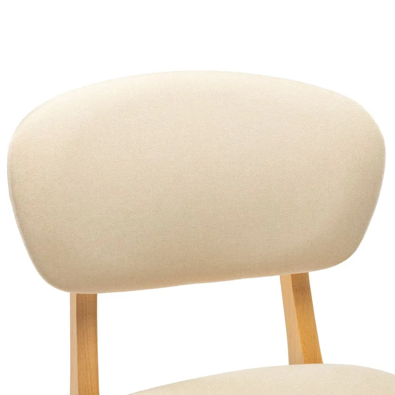 Lot de 2 tabourets de bar chaises hautes avec dossier et repose-pied en tissu crème et bois DEC029659