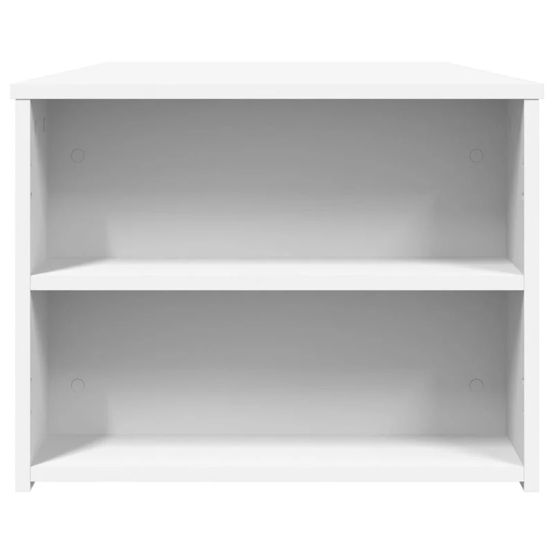 Table basse de salon avec étagères design moderne 102 x 55 x 42 cm bois d'ingénierie blanc DEC037829