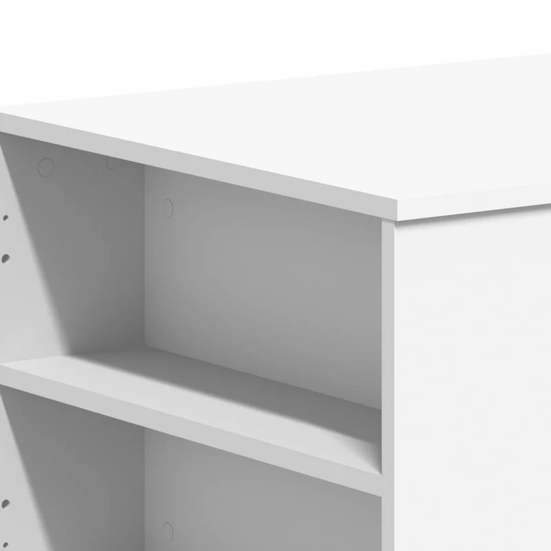 Table basse de salon avec étagères design moderne 102 x 55 x 42 cm bois d'ingénierie blanc DEC037829