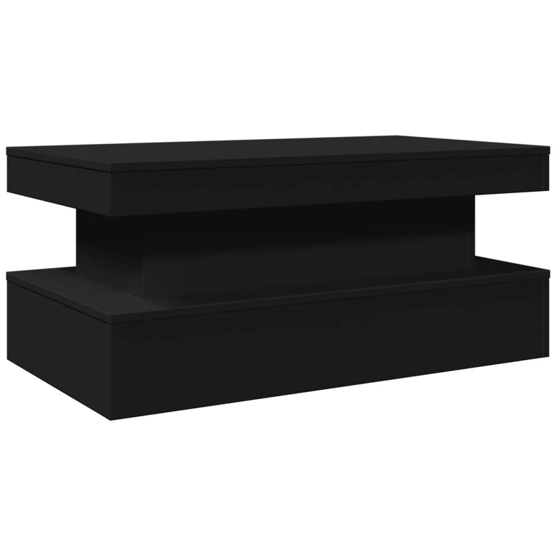 Table basse de salon design moderne avec lumières LED 90 x 50 x 40 cm bois d'ingénierie noir DEC037684