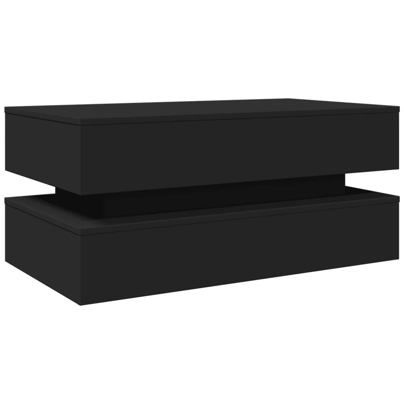 Table basse de salon design moderne avec lumières LED 90 x 50 x 40 cm bois d'ingénierie noir DEC037683
