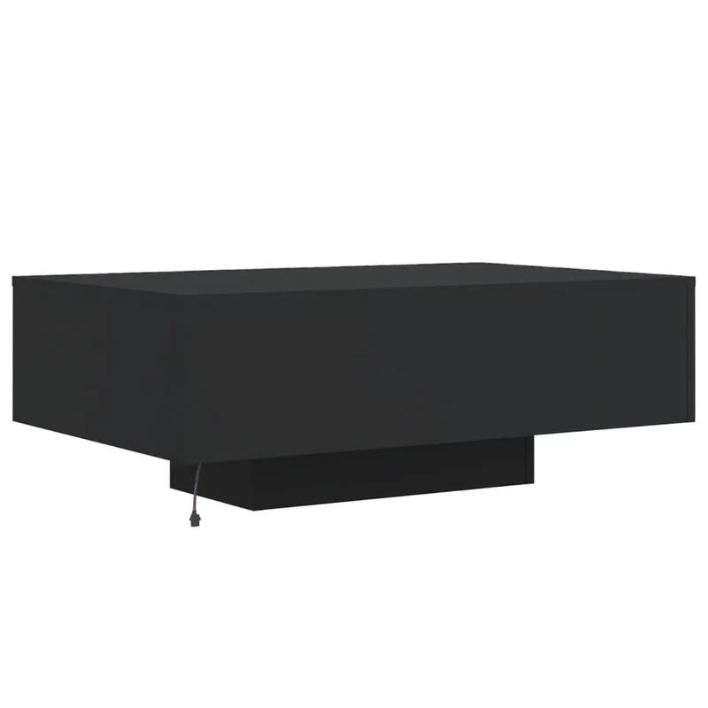 Table basse de salon design moderne avec lumières LED 85 x 55 x 31 cm bois d'ingénierie noir DEC037681