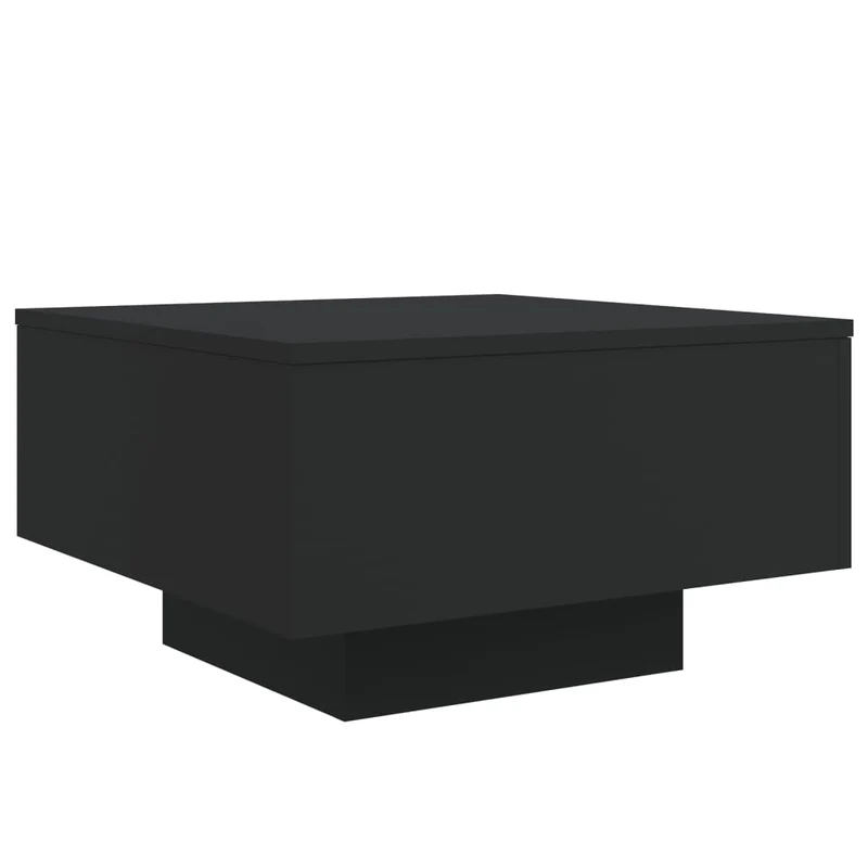 Table basse de salon design moderne avec lumières LED 55 x 55 x 31 cm bois d'ingénierie noir DEC037679
