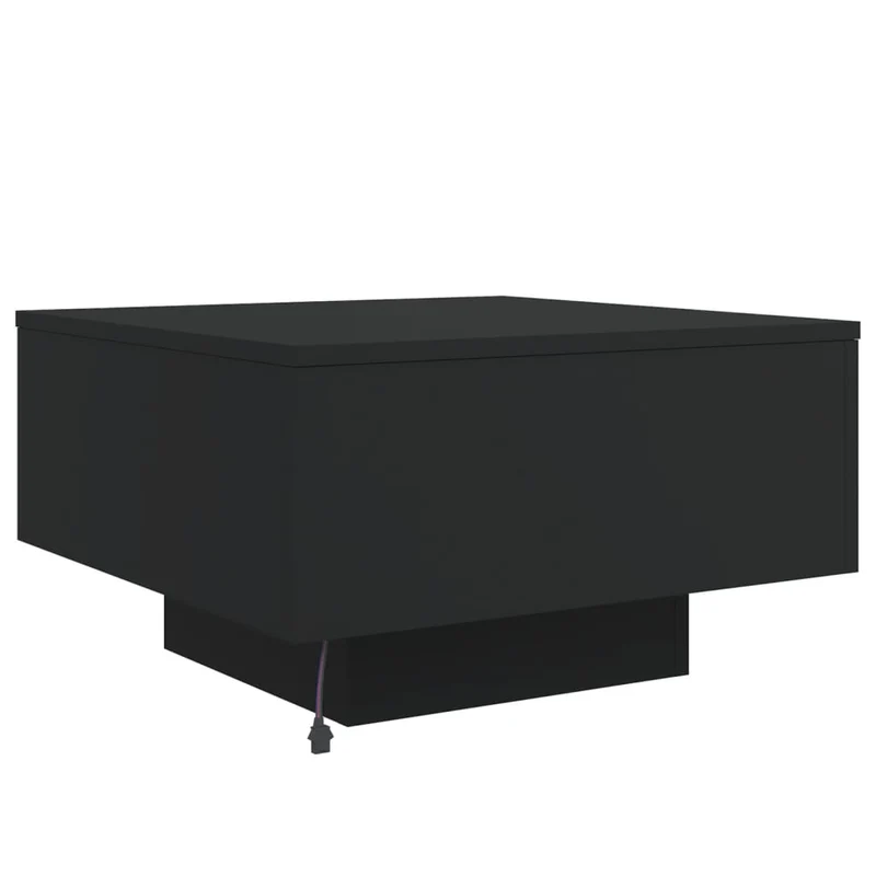 Table basse de salon design moderne avec lumières LED 55 x 55 x 31 cm bois d'ingénierie noir DEC037679