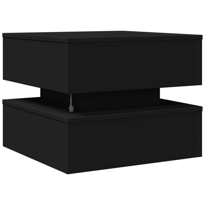 Table basse de salon design moderne avec lumières LED 50 x 50 x 40 cm bois d'ingénierie noir DEC037677