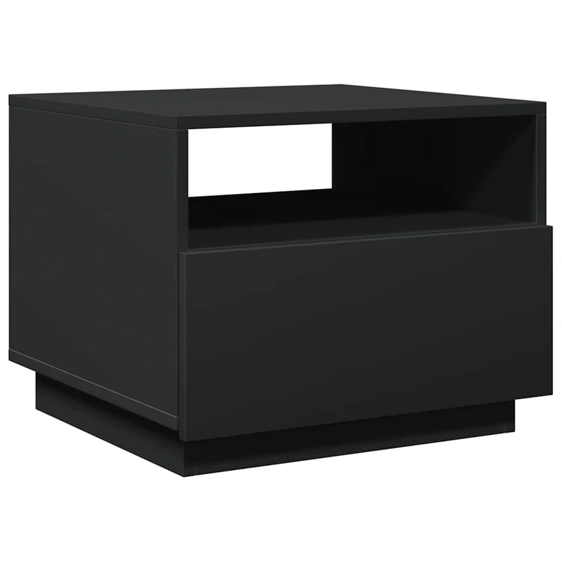 Table basse de salon avec tiroir design moderne avec lumières LED 50 x 49 x 40 cm bois d'ingénierie noir DEC037675