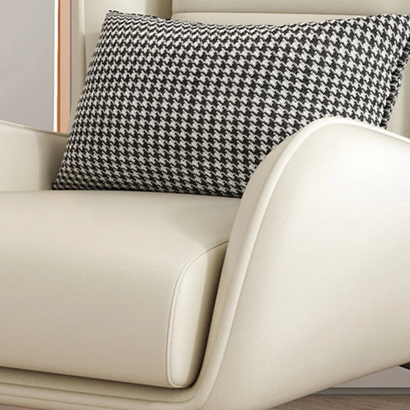 Contemporary Scandinavian Faux Nappa Leather Upholstered Accent Chair Wingback Flared Arm For Living Room