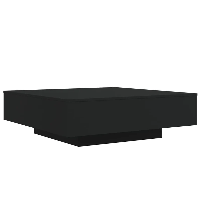 Table basse de salon design moderne avec lumières LED 100 x 100 x 31 cm bois d'ingénierie noir DEC037674