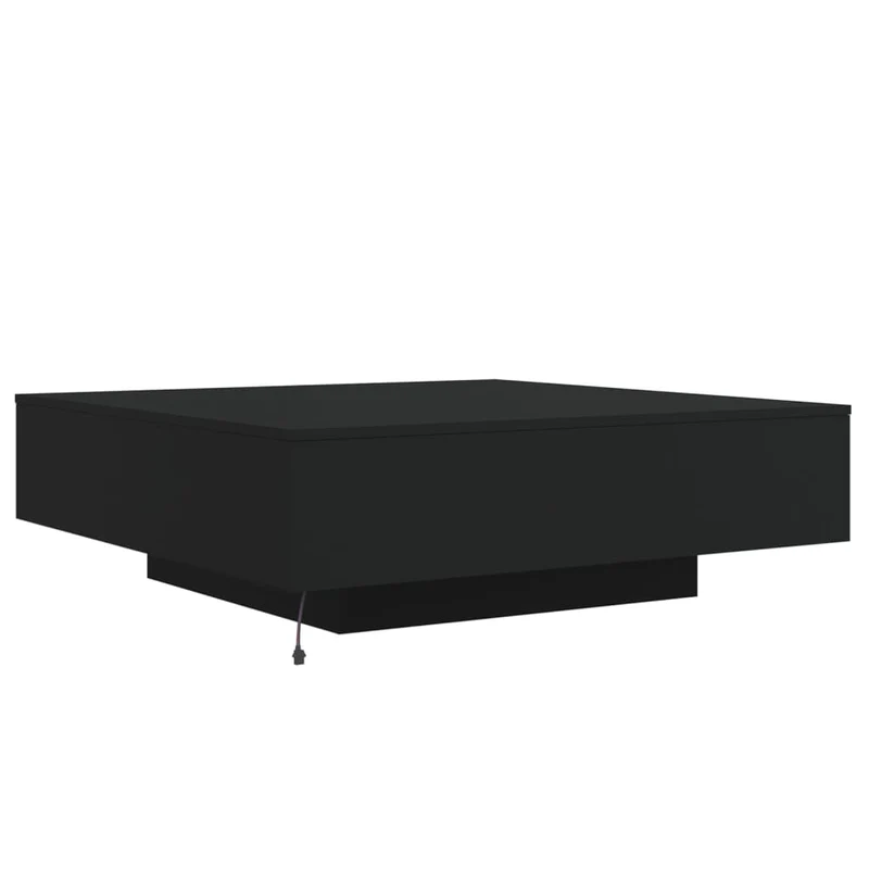 Table basse de salon design moderne avec lumières LED 100 x 100 x 31 cm bois d'ingénierie noir DEC037674