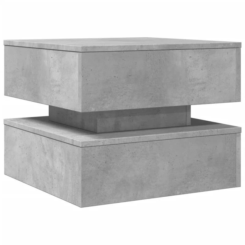 Table basse de salon design moderne avec lumières LED 50 x 50 x 40 cm bois d'ingénierie gris DEC037660