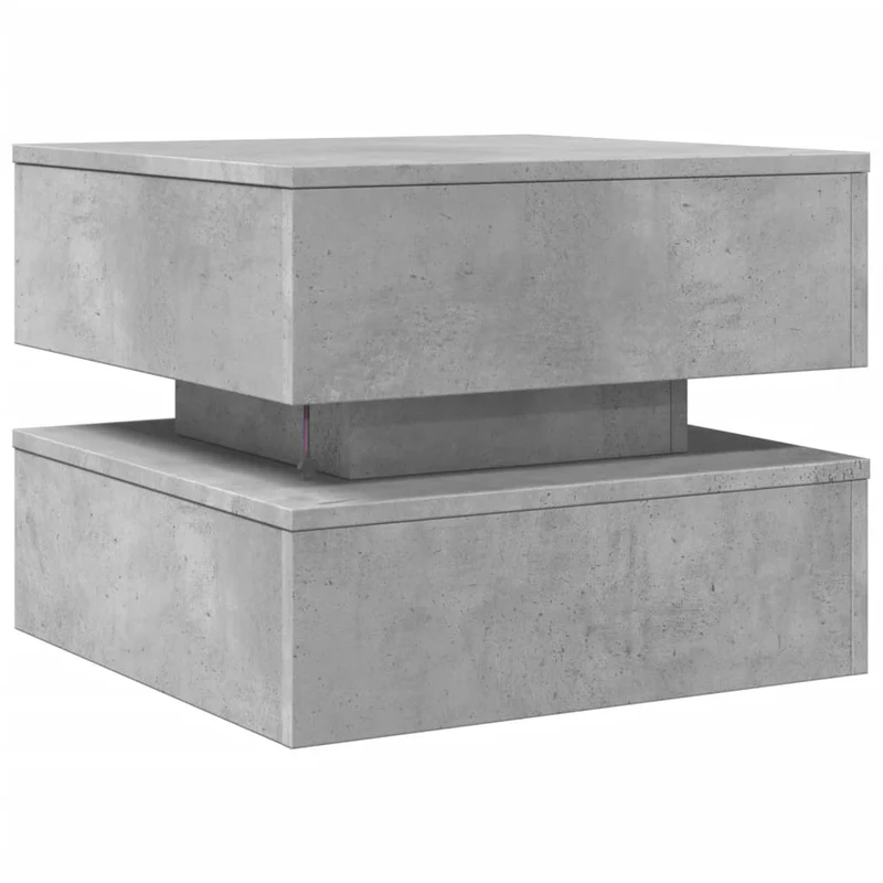 Table basse de salon design moderne avec lumières LED 50 x 50 x 40 cm bois d'ingénierie gris DEC037660