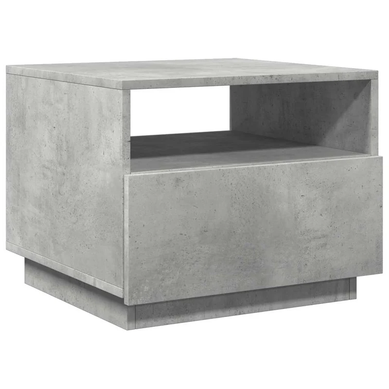 Table basse de salon avec tiroir design moderne avec lumières LED 50 x 49 x 40 cm bois d'ingénierie gris DEC037658