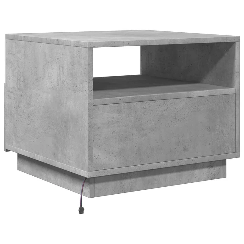Table basse de salon avec tiroir design moderne avec lumières LED 50 x 49 x 40 cm bois d'ingénierie gris DEC037658