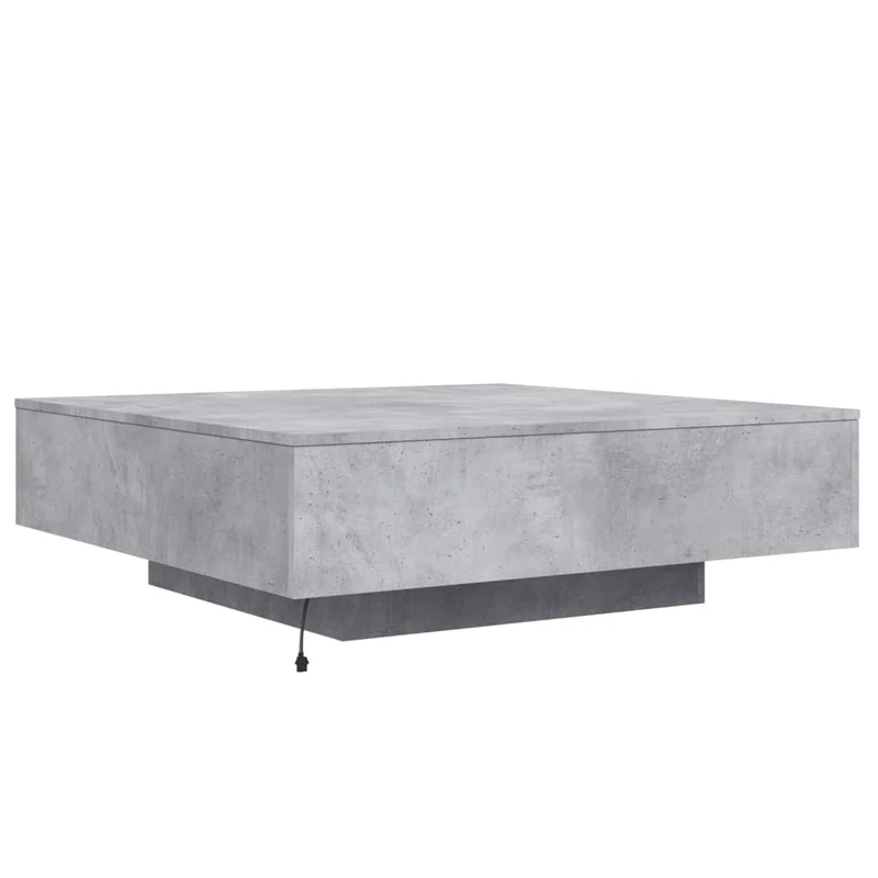 Table basse de salon design moderne avec lumières LED 100 x 100 x 31 cm bois d'ingénierie gris DEC037657