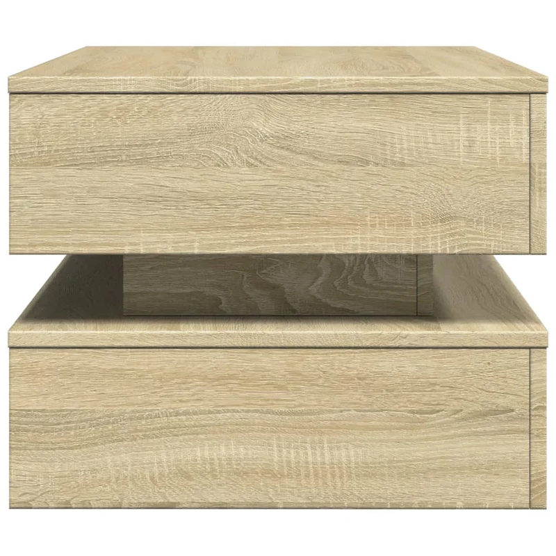 Table basse de salon design moderne avec lumières LED 90 x 50 x 40 cm bois d'ingénierie couleur chêne DEC037652