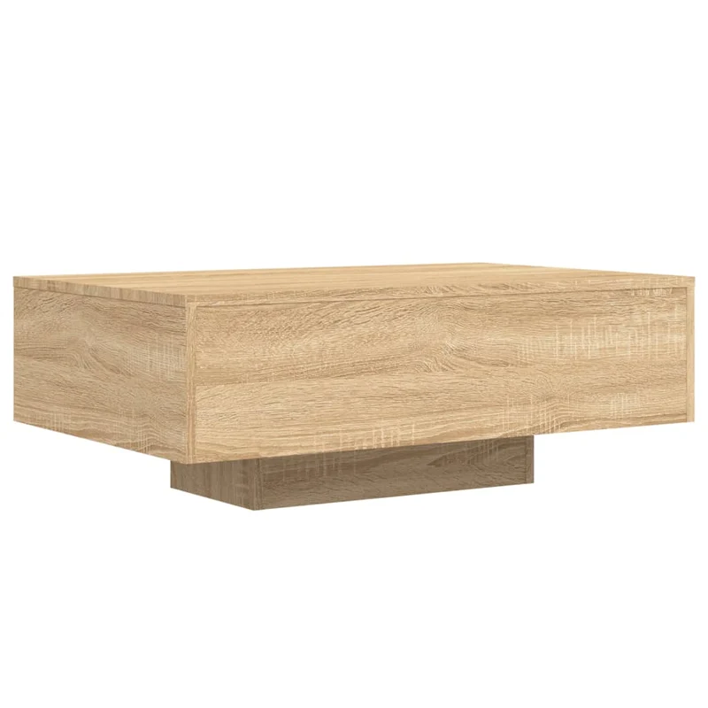 Table basse de salon design moderne avec lumières LED 85 x 55 x 31 cm bois d'ingénierie couleur chêne DEC037650