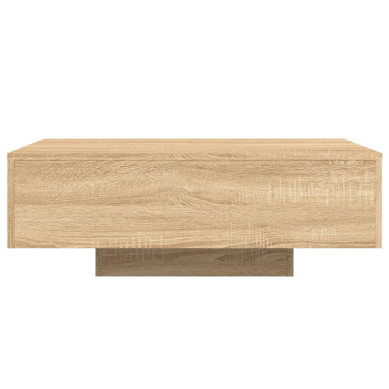 Table basse de salon design moderne avec lumières LED 85 x 55 x 31 cm bois d'ingénierie couleur chêne DEC037650