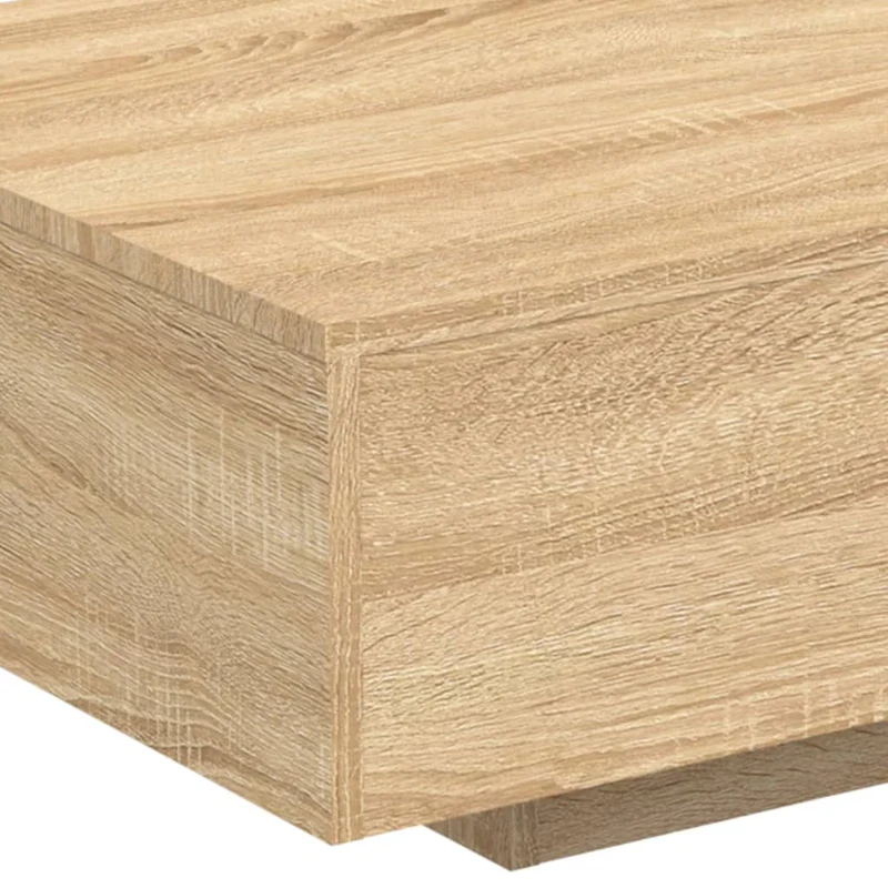 Table basse de salon design moderne avec lumières LED 85 x 55 x 31 cm bois d'ingénierie couleur chêne DEC037650