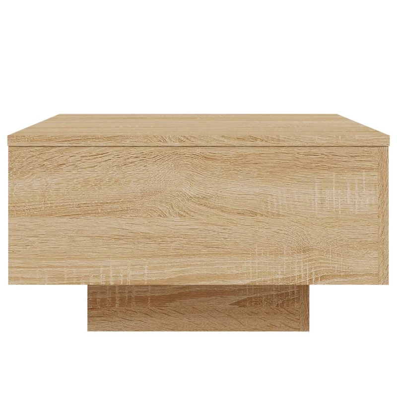 Table basse de salon design moderne avec lumières LED 55 x 55 x 31 cm bois d'ingénierie couleur chêne DEC037648