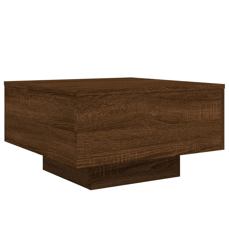 Table basse de salon design moderne avec lumières LED 55 x 55 x 31 cm bois d'ingénierie marron DEC037634