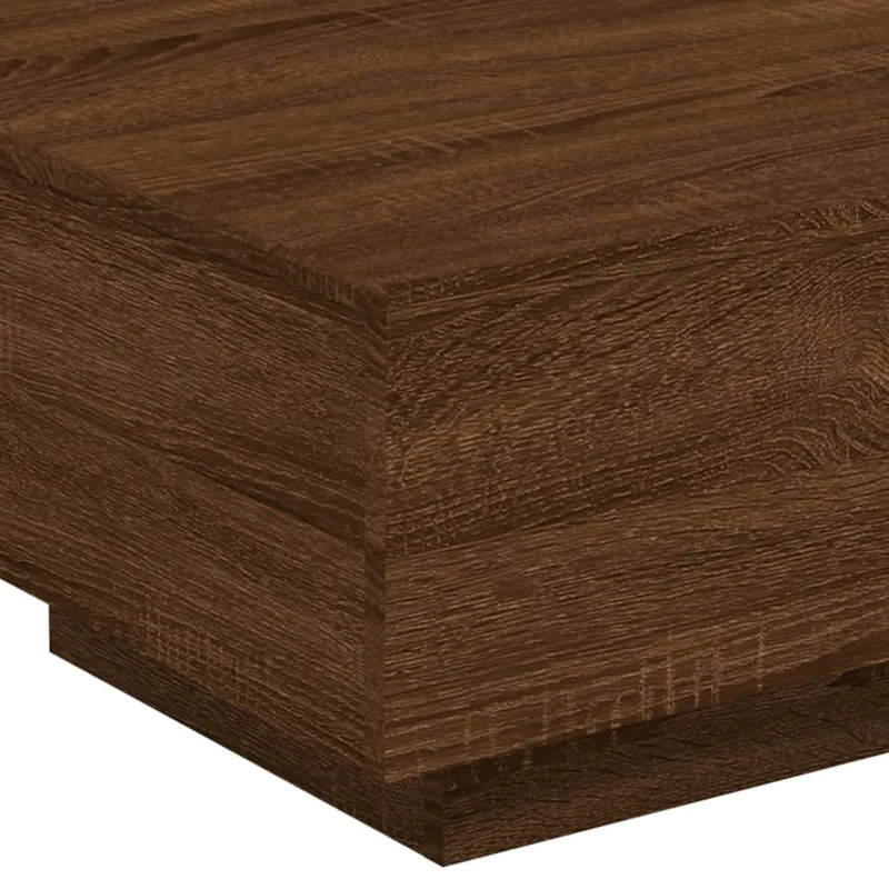 Table basse de salon design moderne avec lumières LED 55 x 55 x 31 cm bois d'ingénierie marron DEC037634