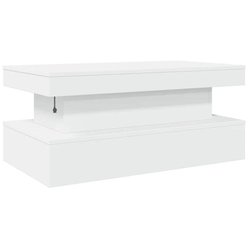 Table basse de salon design moderne avec lumières LED 90 x 50 x 40 cm bois d'ingénierie blanc DEC037605
