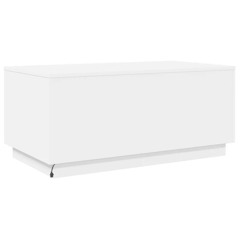 Table basse de salon design moderne avec lumières LED 90 x 50 x 40 cm bois d'ingénierie blanc DEC037604