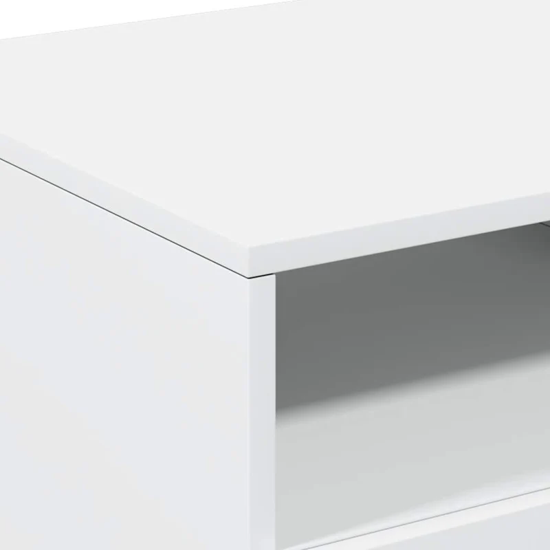 Table basse de salon avec tiroir design moderne avec lumières LED 90 x 49 x 40 cm bois d'ingénierie blanc DEC037602