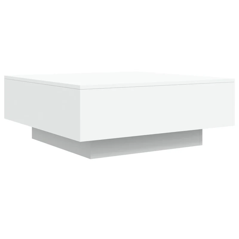 Table basse de salon design moderne avec lumières LED 80 x 80 x 31 cm bois d'ingénierie blanc DEC037600