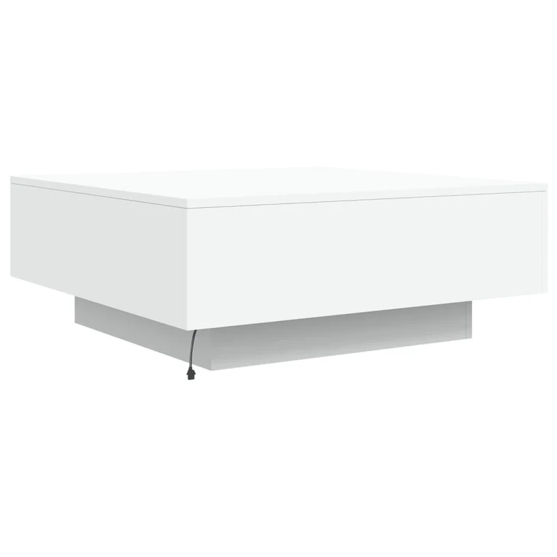 Table basse de salon design moderne avec lumières LED 80 x 80 x 31 cm bois d'ingénierie blanc DEC037600