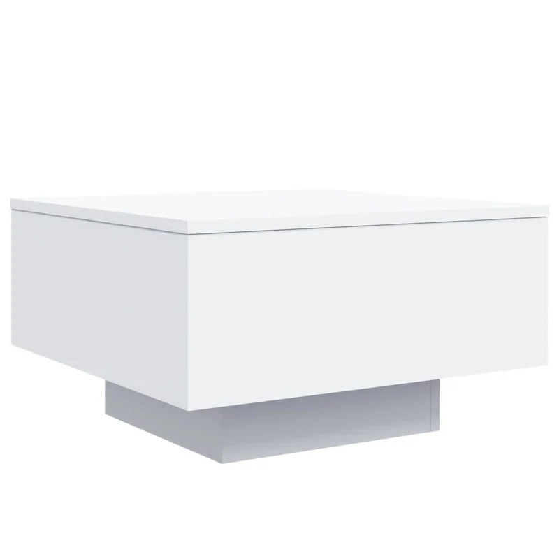 Table basse de salon design moderne avec lumières LED 55 x 55 x 31 cm bois d'ingénierie blanc DEC037599