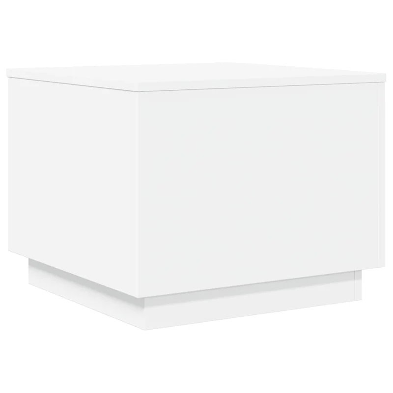 Table basse de salon design moderne avec lumières LED 50 x 50 x 40 cm bois d'ingénierie blanc DEC037598