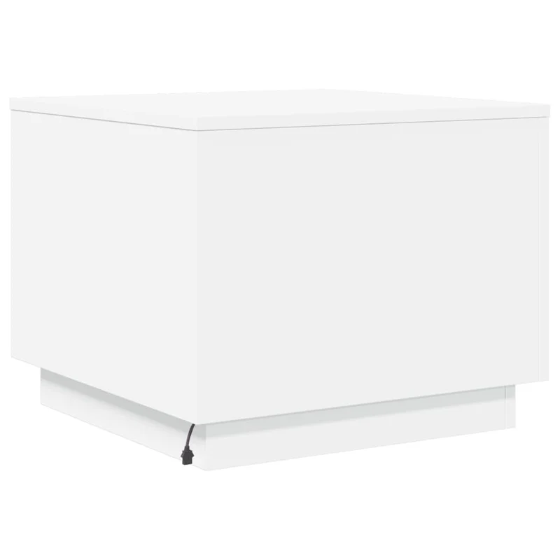 Table basse de salon design moderne avec lumières LED 50 x 50 x 40 cm bois d'ingénierie blanc DEC037598