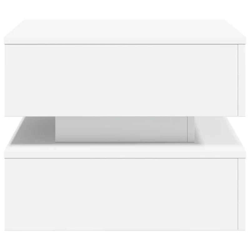 Table basse de salon design moderne avec lumières LED 50 x 50 x 40 cm bois d'ingénierie blanc DEC037597