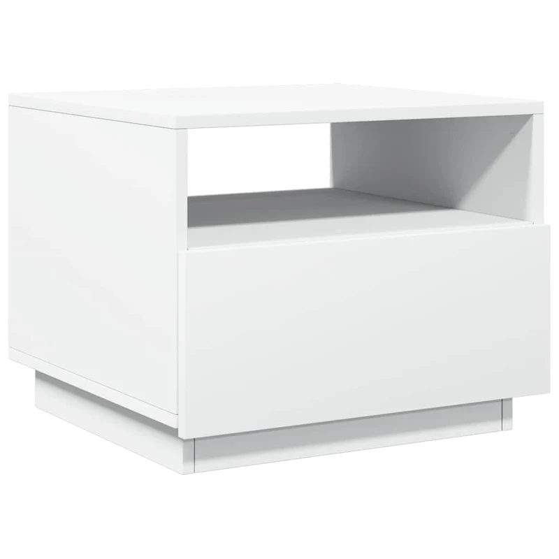 Table basse de salon design moderne avec lumières LED 50 x 49 x 40 cm bois d'ingénierie blanc DEC037595