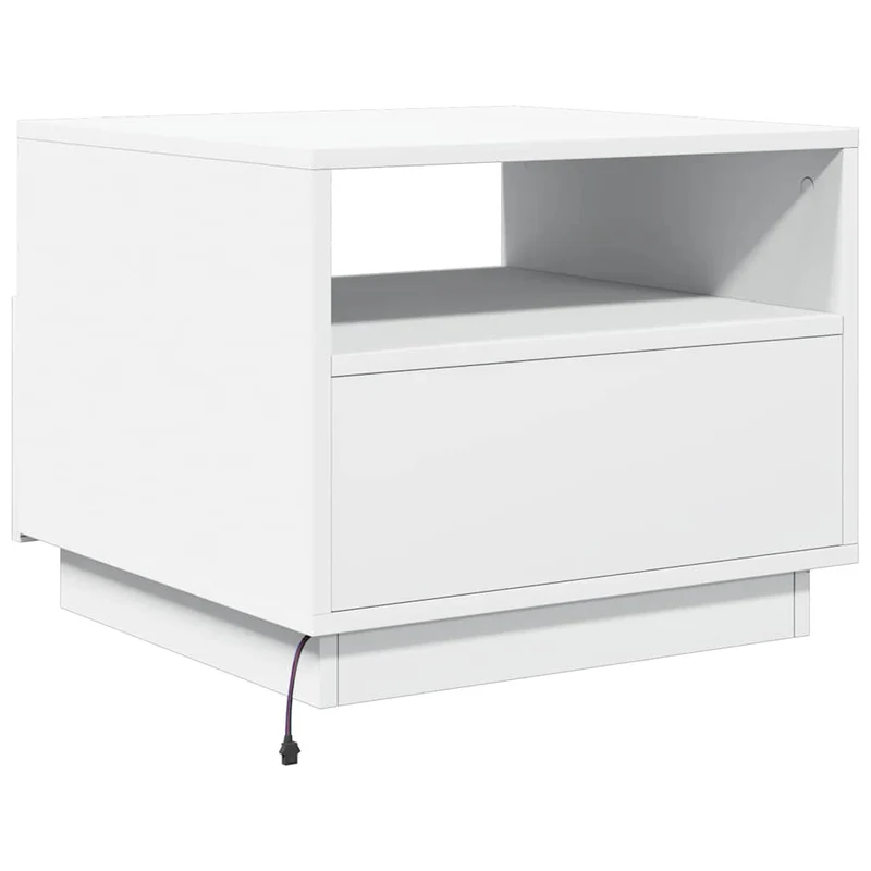 Table basse de salon design moderne avec lumières LED 50 x 49 x 40 cm bois d'ingénierie blanc DEC037595