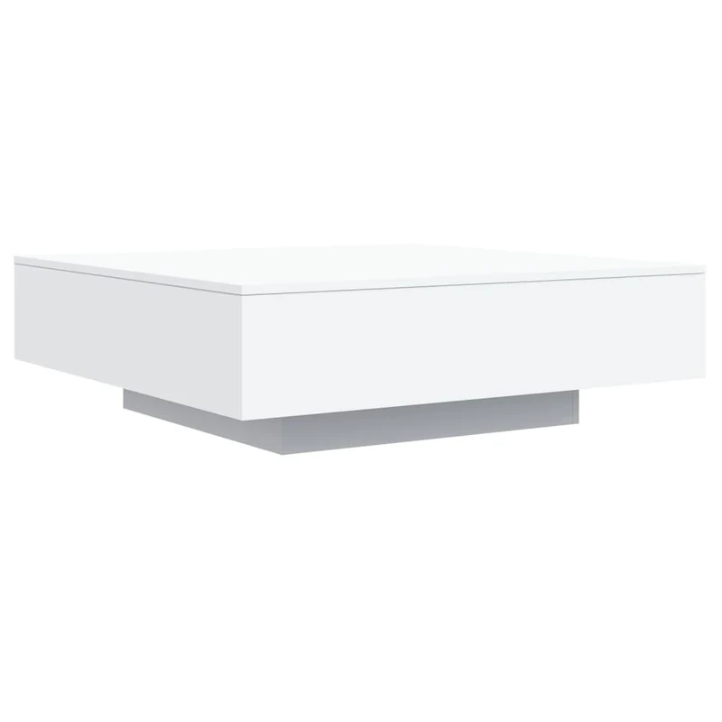 Table basse de salon design moderne avec lumières LED 100 x 100 x 31 cm bois d'ingénierie blanc DEC037594