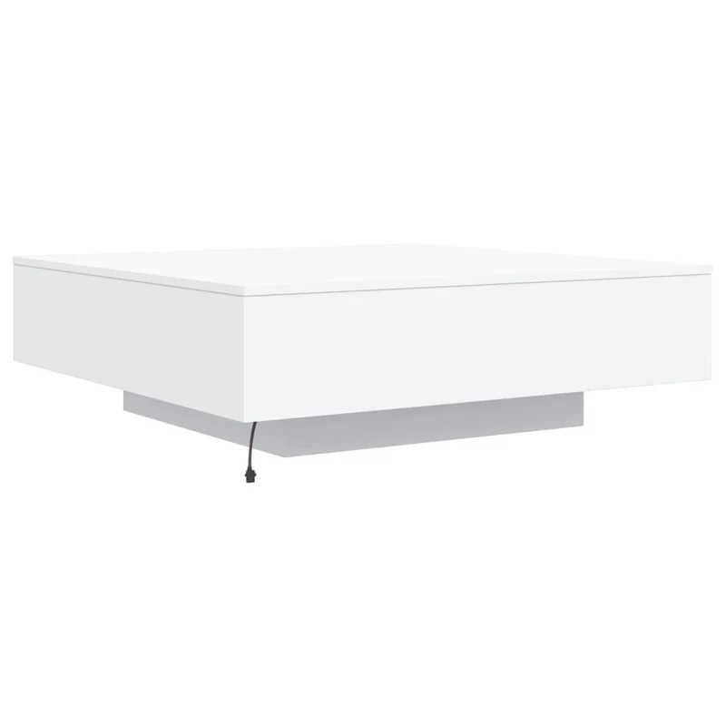 Table basse de salon design moderne avec lumières LED 100 x 100 x 31 cm bois d'ingénierie blanc DEC037594