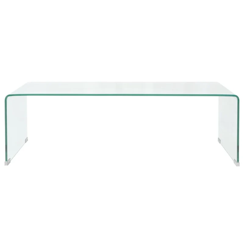 Table basse de salon design contemporain 98 x 45 x 30 cm Verre trempé Transparent DEC037252